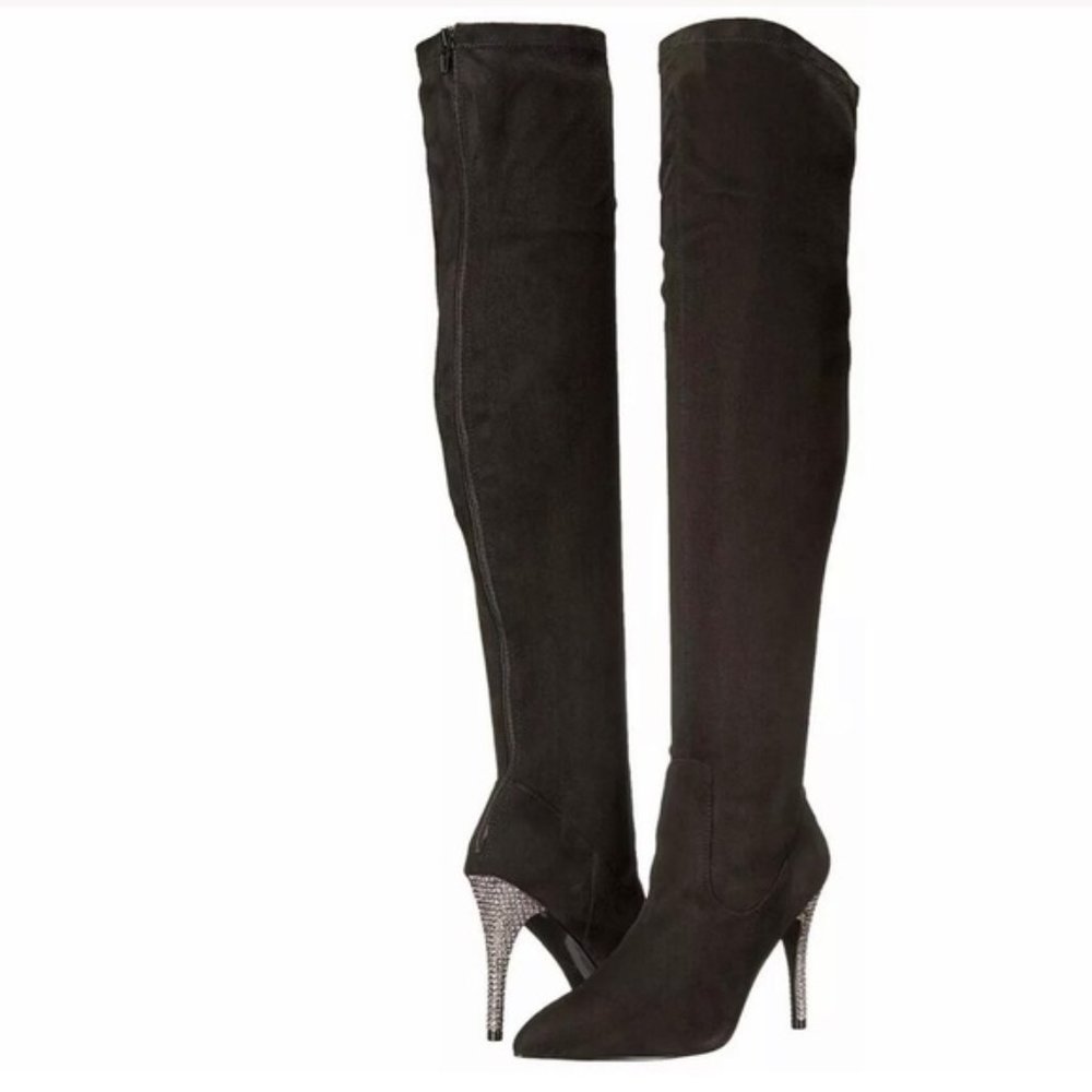 NINA OVER THE KNEE CRYSTAL HEEL BOOTS